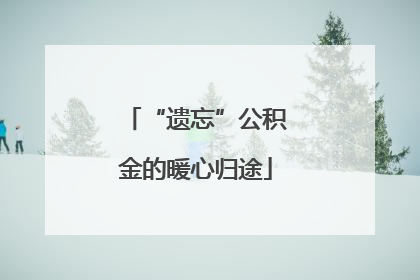 “遗忘”公积金的暖心归途