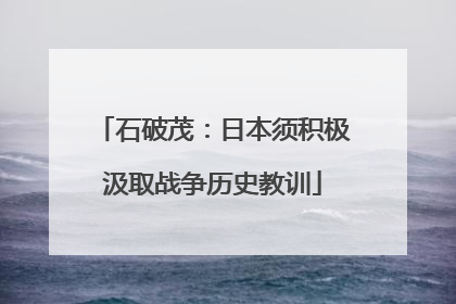 石破茂：日本须积极汲取战争历史教训