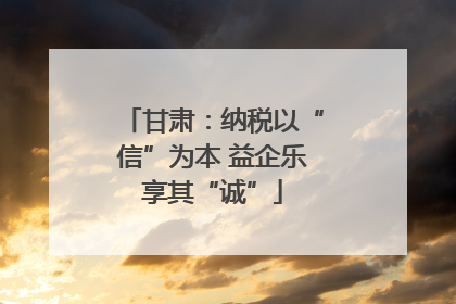 甘肃：纳税以“信”为本 益企乐享其“诚”