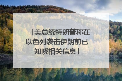 美总统特朗普称在以色列袭击伊朗前已知晓相关信息