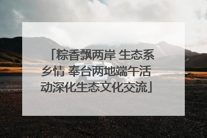 粽香飘两岸 生态系乡情 奉台两地端午活动深化生态文化交流