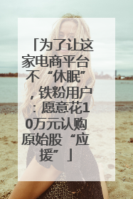 为了让这家电商平台不“休眠”，铁粉用户：愿意花10万元认购原始股“应援”
