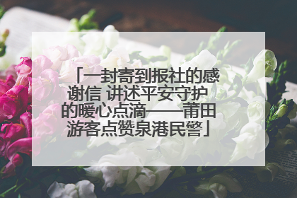 一封寄到报社的感谢信 讲述平安守护的暖心点滴——莆田游客点赞泉港民警