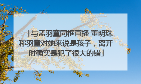 与孟羽童同框直播 董明珠称羽童对她来说是孩子，离开时确实是犯了很大的错