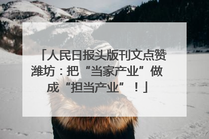 人民日报头版刊文点赞潍坊：把“当家产业”做成“担当产业”！