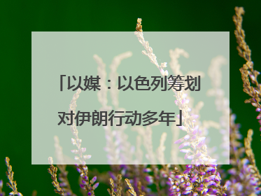以媒：以色列筹划对伊朗行动多年