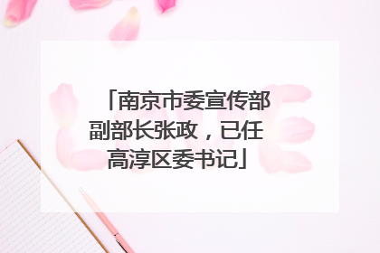 南京市委宣传部副部长张政，已任高淳区委书记