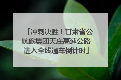 冲刺决胜！甘肃省公航旅集团天庄高速公路进入全线通车倒计时