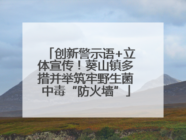 创新警示语+立体宣传！葵山镇多措并举筑牢野生菌中毒“防火墙”