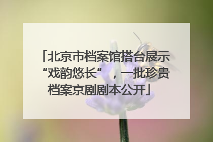 北京市档案馆搭台展示“戏韵悠长”，一批珍贵档案京剧剧本公开
