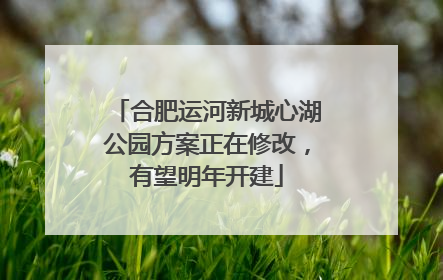 合肥运河新城心湖公园方案正在修改，有望明年开建