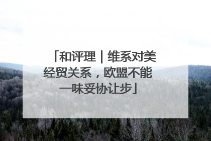 和评理｜维系对美经贸关系，欧盟不能一味妥协让步