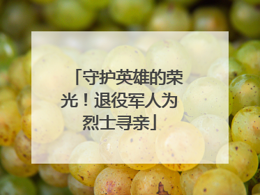 守护英雄的荣光！退役军人为烈士寻亲