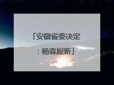 安徽省委决定：杨森履新