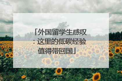 外国留学生感叹：这里的低碳经验值得带回国