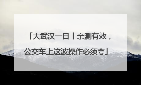 大武汉一日丨亲测有效，公交车上这波操作必须夸