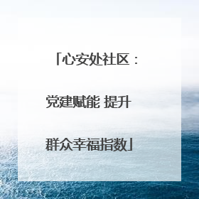 心安处社区：党建赋能 提升群众幸福指数
