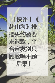 快评丨《赴山海》排播失约被要求退款，平台宣发别只顾吆喝不顾后果