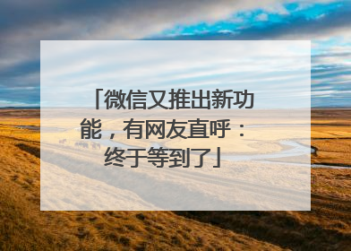 微信又推出新功能，有网友直呼：终于等到了