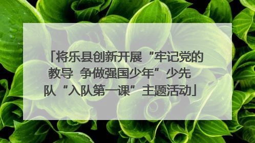将乐县创新开展“牢记党的教导  争做强国少年”少先队“入队第一课”主题活动