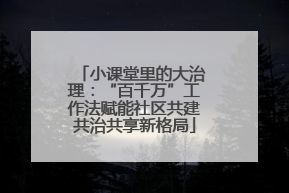 小课堂里的大治理：“百千万”工作法赋能社区共建共治共享新格局