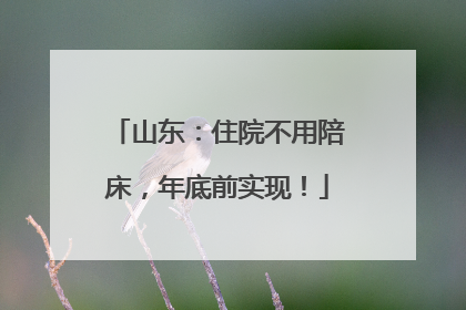 山东：住院不用陪床，年底前实现！