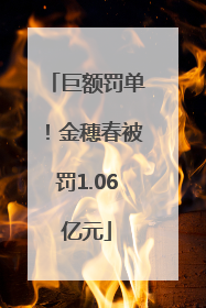 巨额罚单！金穗春被罚1.06亿元