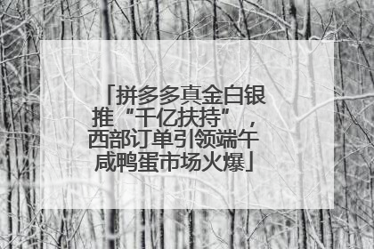 拼多多真金白银推“千亿扶持”，西部订单引领端午咸鸭蛋市场火爆