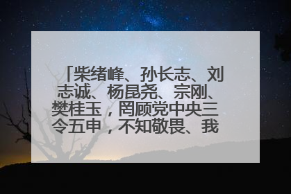 柴绪峰、孙长志、刘志诚、杨昆尧、宗刚、樊桂玉，罔顾党中央三令五申，不知敬畏、我行我素、肆意妄为！