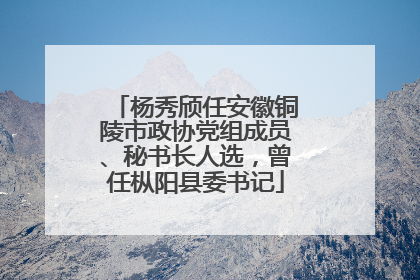 杨秀颀任安徽铜陵市政协党组成员、秘书长人选，曾任枞阳县委书记