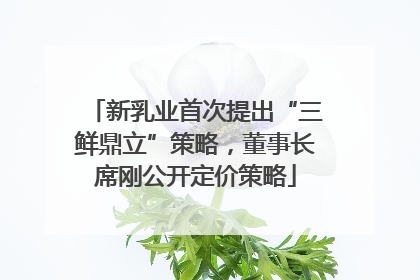 新乳业首次提出“三鲜鼎立”策略，董事长席刚公开定价策略