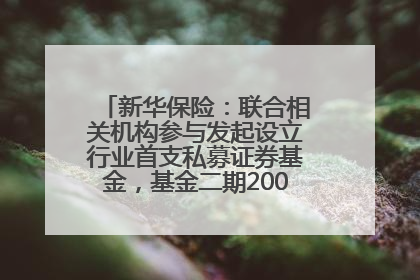 新华保险：联合相关机构参与发起设立行业首支私募证券基金，基金二期200亿元已募集完毕