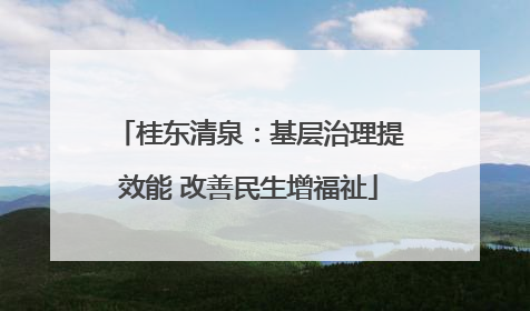 桂东清泉：基层治理提效能 改善民生增福祉