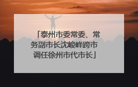 泰州市委常委、常务副市长沈峻峰跨市调任徐州市代市长
