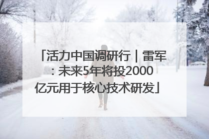 活力中国调研行｜雷军：未来5年将投2000亿元用于核心技术研发