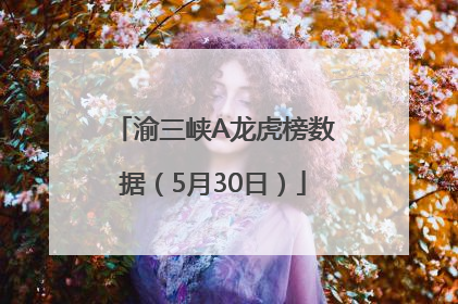 渝三峡A龙虎榜数据（5月30日）