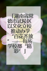 湖南省常德市武陵区以文化立校 推动办学“百花齐放”——每所学校都“精彩”