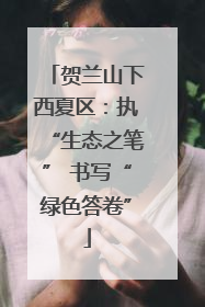 贺兰山下西夏区：执“生态之笔” 书写“绿色答卷”
