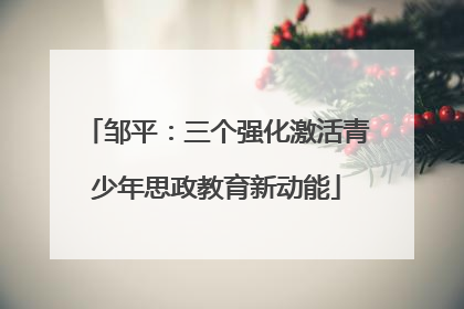 邹平：三个强化激活青少年思政教育新动能