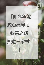 阳光新能源点亮屋顶 致富之路照进三家村
