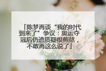陈梦再谈“我的时代到来了”争议：奥运夺冠后仍遭质疑很煎熬，不敢再这么说了