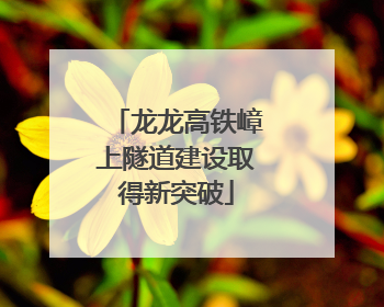 龙龙高铁嶂上隧道建设取得新突破