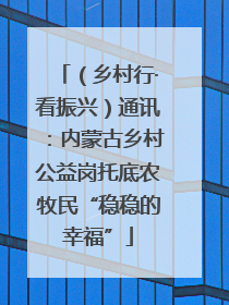 （乡村行·看振兴）通讯：内蒙古乡村公益岗托底农牧民“稳稳的幸福”