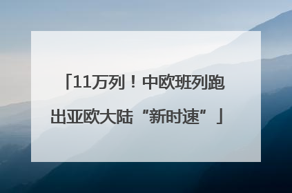 11万列！中欧班列跑出亚欧大陆“新时速”